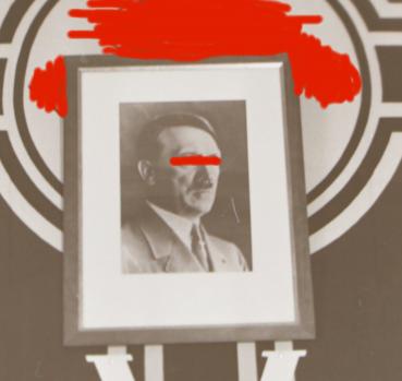 Preview: interessantes Negativ - Reichskriegsflagge und Foto A. Hitler